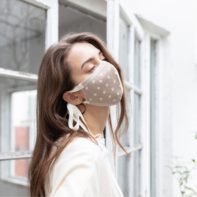 《SALE》Washi knit  ribbon mask 和紙ニットリボンマスク(抗菌マスクケース付き)