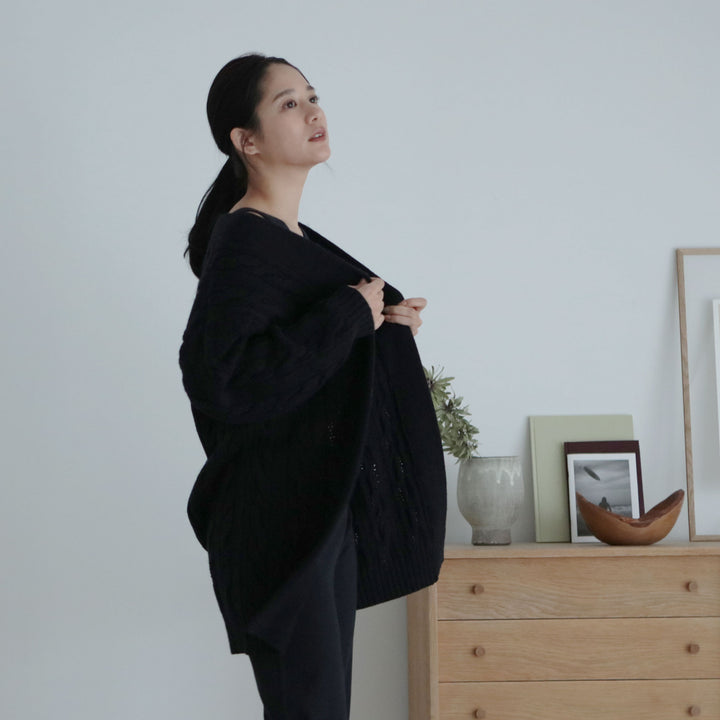 Recycle Wool Cocoon Cardigan<br>リサイクルウール コクーンカーディガン