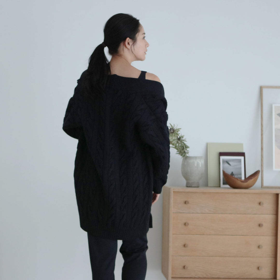 Recycle Wool Cocoon Cardigan<br>リサイクルウール コクーンカーディガン