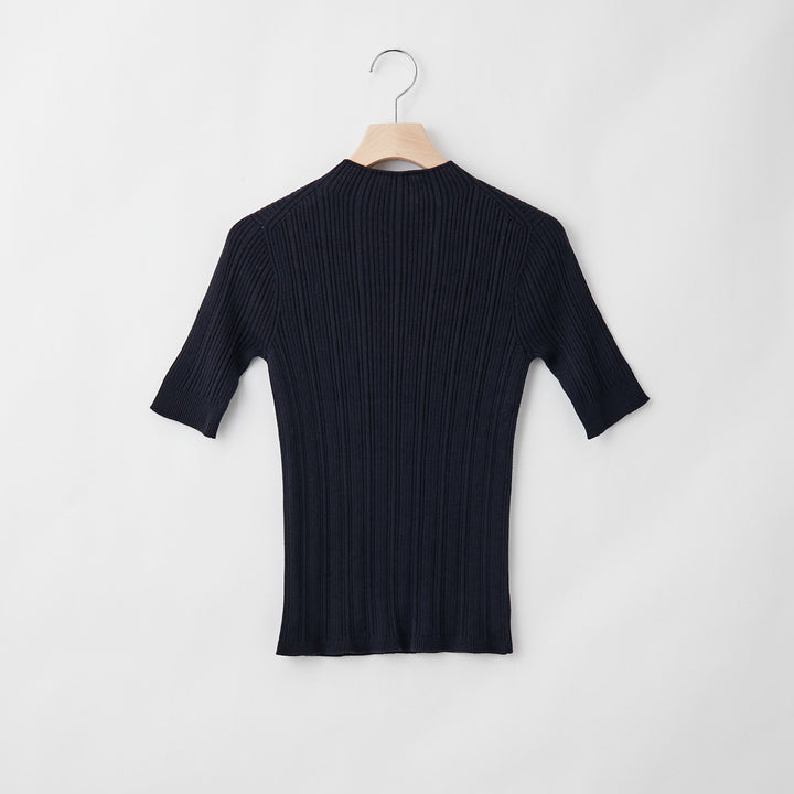 Fika Random Rib Mock Neck Half Sleeve<br>ランダムリブニット モックネックハーフスリーブ