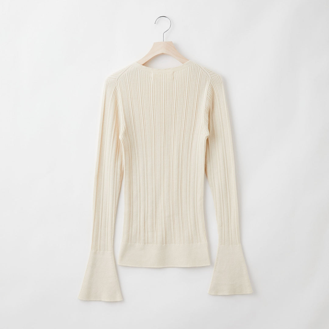 Fika Random Rib Long Flared Sleeve<br>ランダムリブニット ロングフレアスリーブ