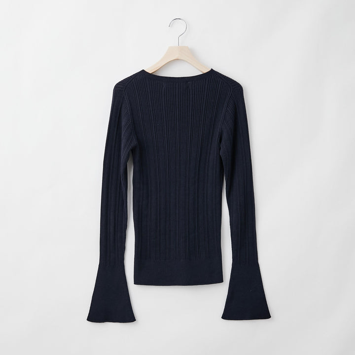 Fika Random Rib Long Flared Sleeve<br>ランダムリブニット ロングフレアスリーブ