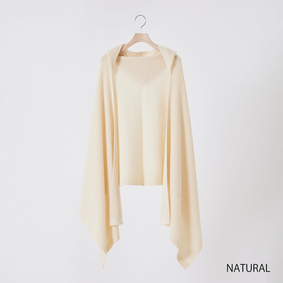 Puffy Knit Hoodie Stole<br>パフィーニットフードストール