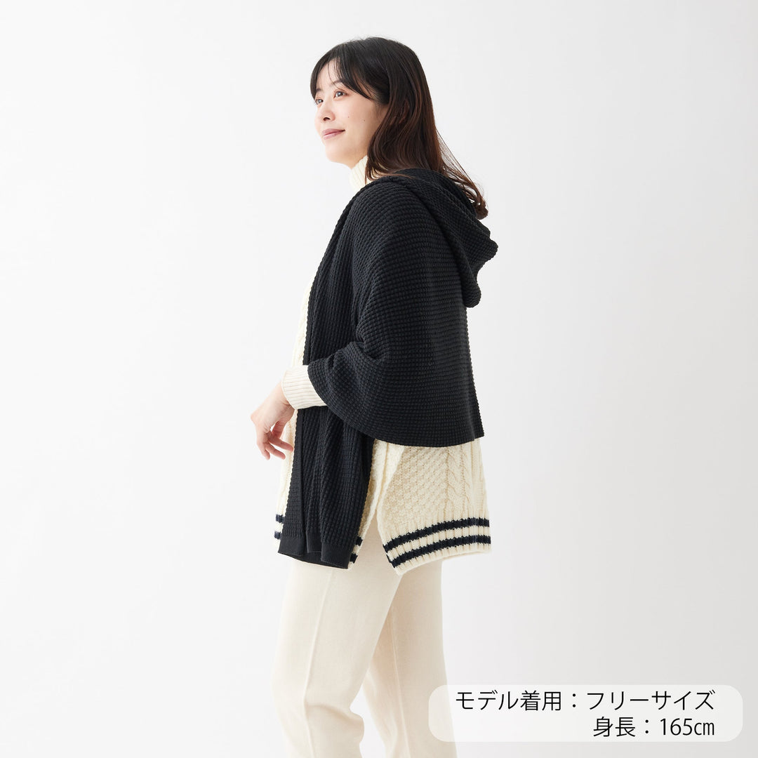 Puffy Knit Hoodie Stole<br>パフィーニットフードストール