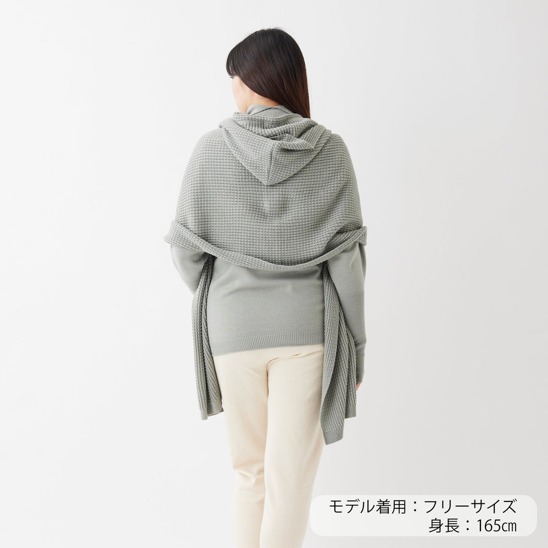 Puffy Knit Hoodie Stole<br>パフィーニットフードストール