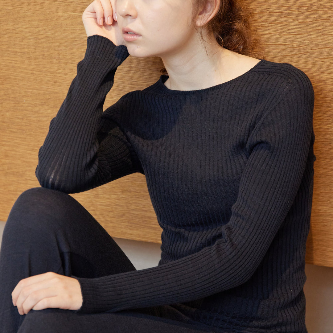 Comfy Knit Long Sleeve Crew Neck Pullover <br>コンフィニット長袖クルーネックプルオーバー