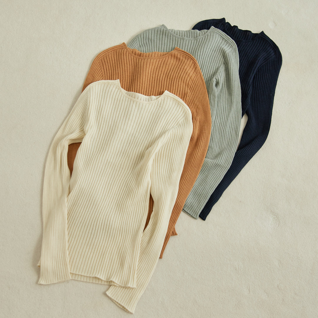 Comfy Knit Long Sleeve Crew Neck Pullover <br>コンフィニット長袖クルーネックプルオーバー